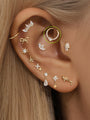 14K Solid Gold Love Zircon Ear Ring Hoop - Kosinerjewelry