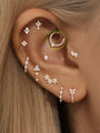 14K Solid Gold Love Zircon Ear Ring Hoop - Kosinerjewelry