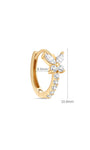 Brinco de argola de zircão em ouro maciço 14K com borboleta - Kosinerjewelry