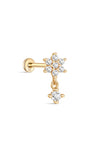 14K Solid Gold Geometric Petal Tassels Ear Piercing Stud - Kosinerjewelry
