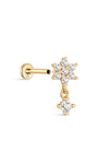 14K Solid Gold Geometric Petal Tassels Ear Piercing Stud - Kosinerjewelry
