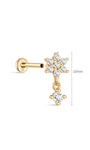 14K Solid Gold Geometric Petal Tassels Ear Piercing Stud - Kosinerjewelry