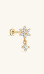 14K Solid Gold Geometric Petal Tassels Ear Piercing Stud - Kosinerjewelry