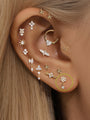 14K Solid Gold Geometric Petal Tassels Ear Piercing Stud - Kosinerjewelry
