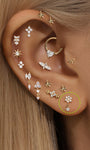 14K Solid Gold Geometric Petal Tassels Ear Piercing Stud - Kosinerjewelry
