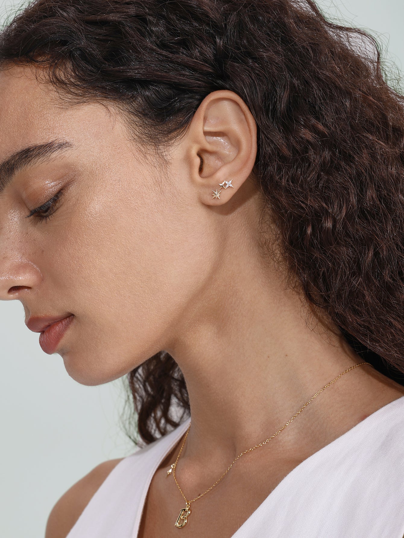 14K massief gouden onregelmatige glanzende achthoekige steroorpiercing Stud