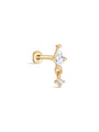 14K Solid Gold Delicate Pendant Ear Piercing Stud - Kosinerjewelry