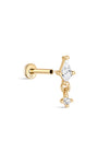 Clou de perçage d'oreille pendentif délicat en or massif 14 carats - Kosinerjewelry