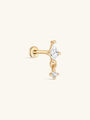 14K Solid Gold Delicate Pendant Ear Piercing Stud - Kosinerjewelry
