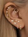 14K Solid Gold Delicate Pendant Ear Piercing Stud - Kosinerjewelry