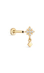 Pendentif brillant à quatre pétales en or massif 14 carats - Kosinerjewelry