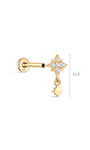 Pendentif brillant à quatre pétales en or massif 14 carats - Kosinerjewelry