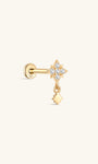 Pendentif brillant à quatre pétales en or massif 14 carats - Kosinerjewelry