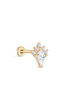 14K Solid Gold Rhombus Crown Ear Piercing Stud - Kosinerjewelry