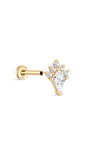 14K Solid Gold Rhombus Crown Ear Piercing Stud - Kosinerjewelry