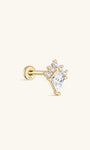 14K Solid Gold Rhombus Crown Ear Piercing Stud - Kosinerjewelry