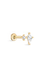 14K Solid Gold Double Geometric Splicing Ear Piercing Stud - Kosinerjewelry