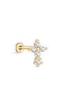 14K Solid Gold Flower Stitching Ear Piercing Stud - Kosinerjewelry