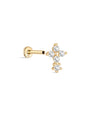 14K Solid Gold Flower Stitching Ear Piercing Stud - Kosinerjewelry