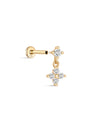 14K Solid Gold Flower Pendant Ear Piercing Stud - Kosinerjewelry