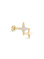 14K Solid Gold Twin Stars Shine Ear Piercing Stud - Kosinerjewelry