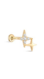 14K Solid Gold Twin Stars Shine Ear Piercing Stud - Kosinerjewelry