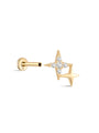 14K Solid Gold Twin Stars Shine Ear Piercing Stud - Kosinerjewelry
