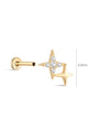 14K Solid Gold Twin Stars Shine Ear Piercing Stud - Kosinerjewelry
