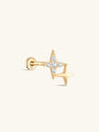 14K Solid Gold Twin Stars Shine Ear Piercing Stud - Kosinerjewelry