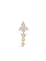 14K Solid Gold Tassel Triangle Round Zircon Ear Piercing Stud - Kosinerjewelry