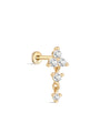 14K Solid Gold Tassel Triangle Round Zircon Ear Piercing Stud - Kosinerjewelry