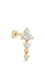 14K Solid Gold Tassel Triangle Round Zircon Ear Piercing Stud - Kosinerjewelry