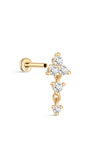 Clou de perçage d'oreille rond en zircon avec pompon en or massif 14 carats - Kosinerjewelry