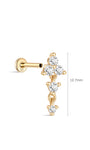 Clou de perçage d'oreille rond en zircon avec pompon en or massif 14 carats - Kosinerjewelry