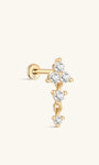 Clou de perçage d'oreille rond en zircon avec pompon en or massif 14 carats - Kosinerjewelry