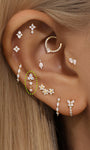 Clou de perçage d'oreille rond en zircon avec pompon en or massif 14 carats - Kosinerjewelry