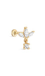 Orecchini a perno per piercing all'orecchio con ciondolo a forma di fiore di pera semplice in oro massiccio 14 carati - Kosinerjewelry