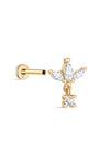 Orecchini a perno per piercing all'orecchio con ciondolo a forma di fiore di pera semplice in oro massiccio 14 carati - Kosinerjewelry