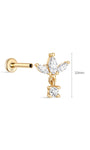 Orecchini a perno per piercing all'orecchio con ciondolo a forma di fiore di pera semplice in oro massiccio 14 carati - Kosinerjewelry