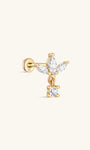 Orecchini a perno per piercing all'orecchio con ciondolo a forma di fiore di pera semplice in oro massiccio 14 carati - Kosinerjewelry