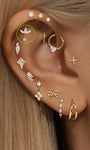 Orecchini a perno per piercing all'orecchio con ciondolo a forma di fiore di pera semplice in oro massiccio 14 carati - Kosinerjewelry