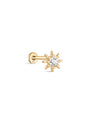 14K Solid Gold Warm Sun Ear Piercing Stud - Kosinerjewelry