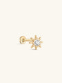 14K Solid Gold Warm Sun Ear Piercing Stud - Kosinerjewelry