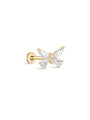 14K Solid Gold Elegant Butterfly Ear Piercing Stud - Kosinerjewelry