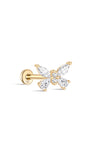 14K Solid Gold Elegant Butterfly Ear Piercing Stud - Kosinerjewelry