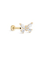 14K Solid Gold Elegant Butterfly Ear Piercing Stud - Kosinerjewelry