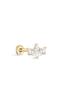 14K Solid Gold Irregular Fan-Shaped Zircon Ear Piercing Stud - Kosinerjewelry
