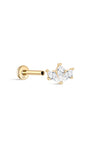 14K Solid Gold Irregular Fan-Shaped Zircon Ear Piercing Stud - Kosinerjewelry