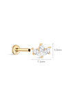 14K Solid Gold Irregular Fan-Shaped Zircon Ear Piercing Stud - Kosinerjewelry