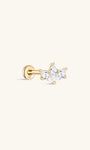 14K Solid Gold Irregular Fan-Shaped Zircon Ear Piercing Stud - Kosinerjewelry